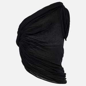 Rick Owens Black Asymmetrical Twisted T-Shirt For