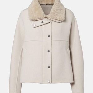 Brunello Cucinelli Natural Shearling-Trimmed Wool And Cashmere Jacket