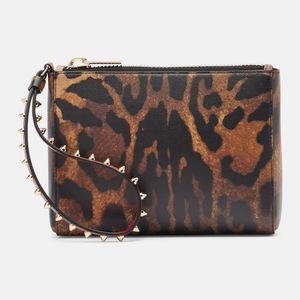 Christian Louboutin Black Cabata Small Leopard-Print Leather Pouch