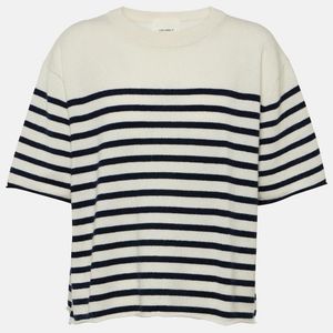 Lisa Yang White Cila Striped Cashmere T-Shirt