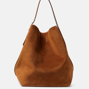 Totême  Brown Belted Suede Tote Bag