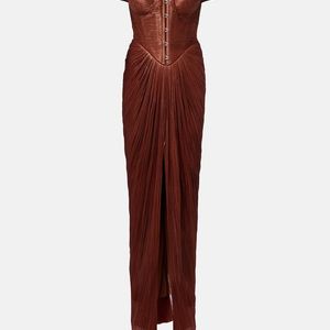 Maria Lucia Hohan Red Susie Silk Bustier Gown