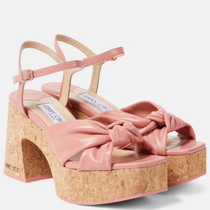 Jimmy Choo Pink Heloise 95 Leather Platform Sandals