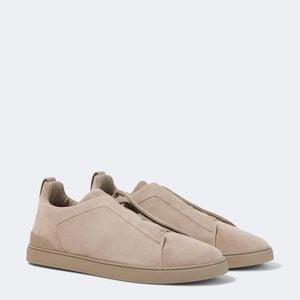 Zegna Natural Triple Stitch Suede Slip-On Sneakers for men