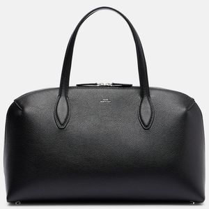 Totême Black Day Medium Leather Tote Bag