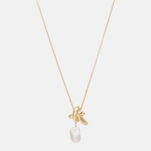 Givenchy Metallic Chain Link Pearl Pendant Necklace