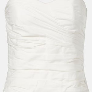 Adriana Degreas White Opulence Draped Cotton Corset