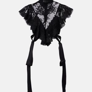 Zimmermann Black Luna Ruffled Lace Crop Top