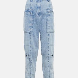 Proenza Schouler Blue Chambray High-rise Cargo Jeans