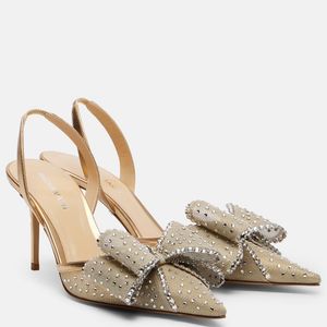 Mach & Mach Metallic Le Cadeau 85 Mesh Slingback Pumps