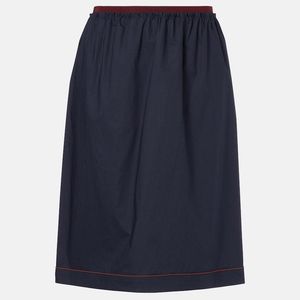 Plan C Blue Cotton Midi Skirt