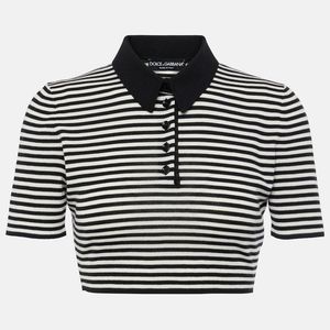 Dolce & Gabbana Black Cropped Wool Polo Shirt