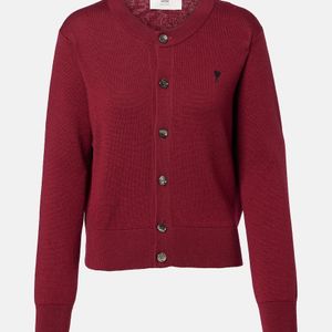 AMI Red Ami De Cour Wool Cardigan