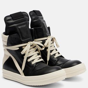 Rick Owens Black Geobasket Leather Sneakers