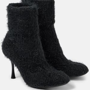 Gianvito Rossi Black 85 Knitted Bootie