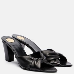 Saint Laurent Black Franciane Twisted Leather Mules