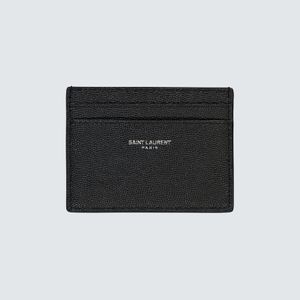 Porte-cartes en cuir grainé à logo estampé Saint Laurent pour homme en coloris Noir