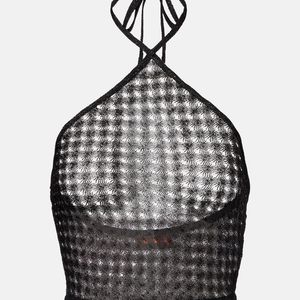 Missoni Black Open-Knit Halterneck Lame Crop Top