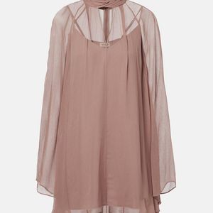 Staud Brown Esther Chiffon Minidress