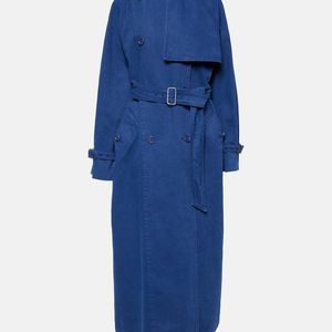 Max Mara Blue Calao Cotton Canvas Trench Coat