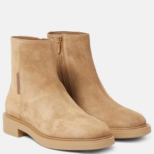 Gianvito Rossi Natural Lexington Suede Ankle Boots