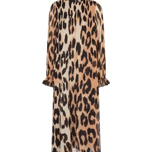 Robe midi à motif léopard Ganni en coloris Marron