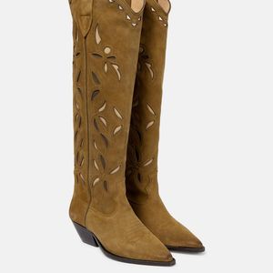 Isabel Marant Brown Denvee Suede Knee-High Cowboy Boots
