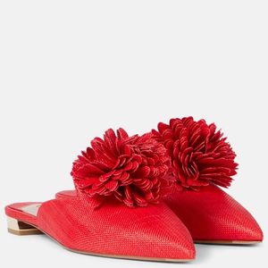 Aquazzura Red Couturier Applique Mules