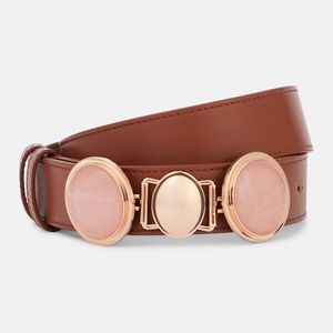 Gabriela Hearst Brown Grange Rose Quartz Leather Belt