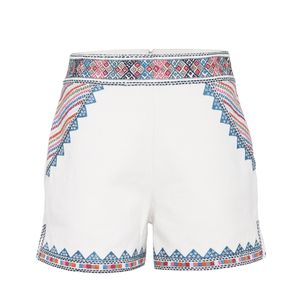 Talitha White Embroidered Cotton Shorts