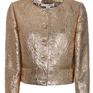 Oscar de la Renta Metallic Jewel Brocade Jacket