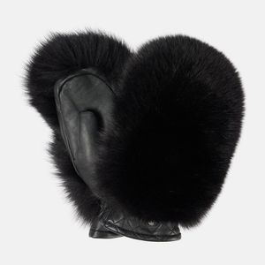 Goldbergh Black Hill Faux Shearling And Leather Mittens