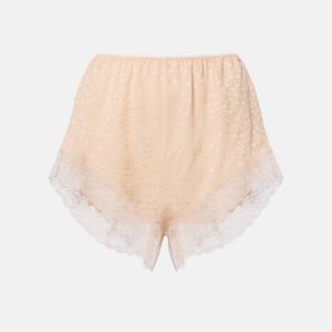 Chloé Natural Lace-Trimmed Silk Jacquard Shorts