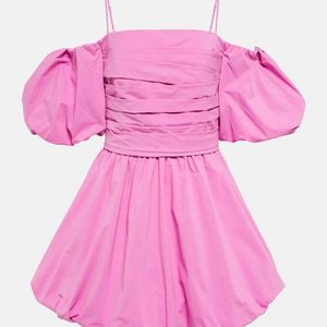 Jonathan Simkhai Pink Puff-Sleeve Off-Shoulder Minidress