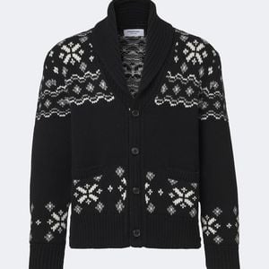 Thom Browne Black Fair Isle Intarsia Cashmere Cardigan for men