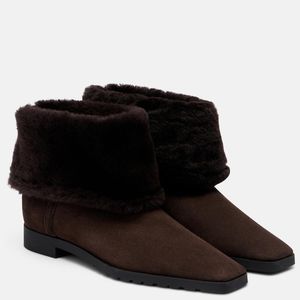 Totême Black Shearling-Lined Suede Ankle Boots
