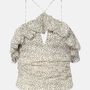 Isabel Marant Metallic Djimia Halterneck Cotton-Blend Top