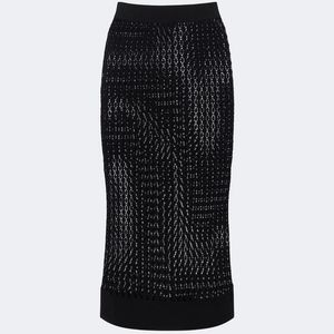 Saint Laurent Black Semi-Sheer Pointelle Midi Skirt