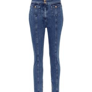 Balmain Blau High-Rise Skinny Jeans