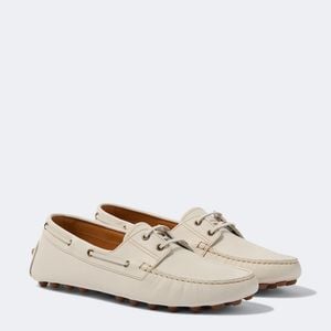 Tod's White Leather Driving Shoes for men