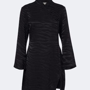 Rixo Black Brooklyn Satin Jacquard Minidress