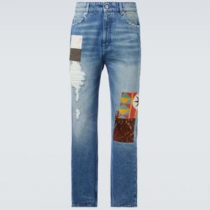 Loewe Blue Patchwork Straight Jeans for men