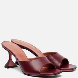 AMINA MUADDI Red Lupita 70 Leather Mules