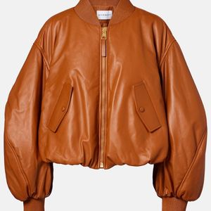 Givenchy Brown Cocoon Cropped Leather Bomber Jacket