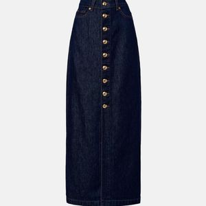 7 For All Mankind Blue Denim Maxi Skirt