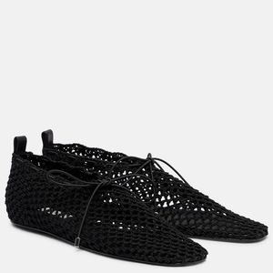 Totême Black Crochet Flats