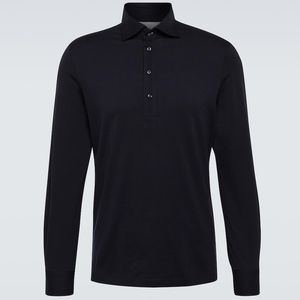 Brunello Cucinelli Blue Cotton Polo Sweater for men