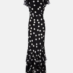 Rixo Black Ordinia Silk-Satin Midi Dress