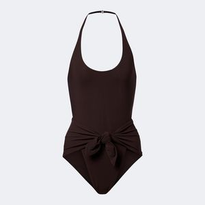 Alaïa Brown Draped Halterneck Swimsuit