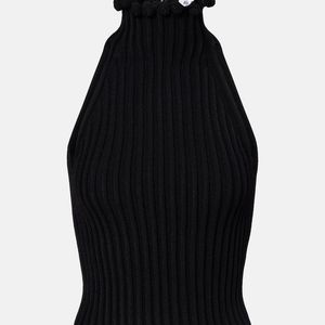 Alaïa Black Ribbed-Knit Turtleneck Top